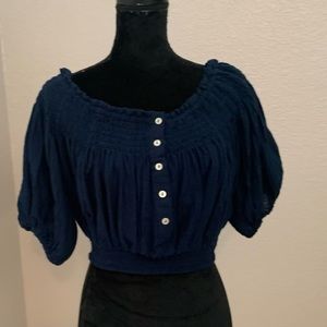 We the free crop summer shirt top blouse, with puff sleeves